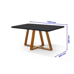 Mesa de Jantar Bela 120x80cm Pés Madeira Tampo Vidro/MDF - 2 Mesa de Jantar Bela 120x80cm Pés Madeira Tampo Vidro/MDF - 2