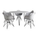 Ver imagem 6 de Mesa Jantar Redonda 110Cm Branca Clips 3 Pés Com 5 Poltronas Brancas Ferro Preto - Cor: Branco