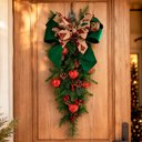 Ver imagem 5 de Guirlanda Natal Coroa Enfeite Bolas Pinha Porta Parede 85cm