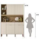 Ver imagem 5 de Armário de Cozinha Compacto Flora 5 Portas 2 Gavetas com Nicho P/micro-ondas Passa-fio 1,44m -