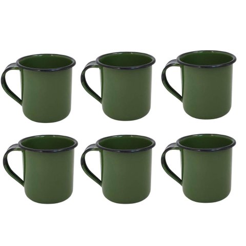 Jogo 6 Canecas Xícaras de 70ml Chá Café Esmaltadas Cozinha Verde Botânico