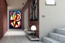 Ver imagem 2 de Quadro Para Sala Triangulo Ondas Circulos