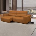 Ver imagem 1 de Sofá Decorativo Barbosa 3 Lugares Sala de Estar 230cm Reclinável e Retrátil Couro Caramelo G88 - Gra