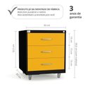 Ver imagem 2 de Gaveteiro de Aço 3 Gavetas com Rodízios Chave Preto para Escritório Amarelo/Preto