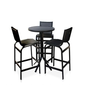 Conjunto Mesa Bistrô com 3 Banquetas para Área Externa - Preto