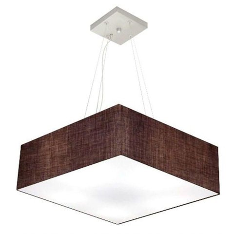 Lustre Pendente Quadrado Vivare Md-4137 Cúpula em Tecido 15/70x70cm - Bivolt Café 127/220v