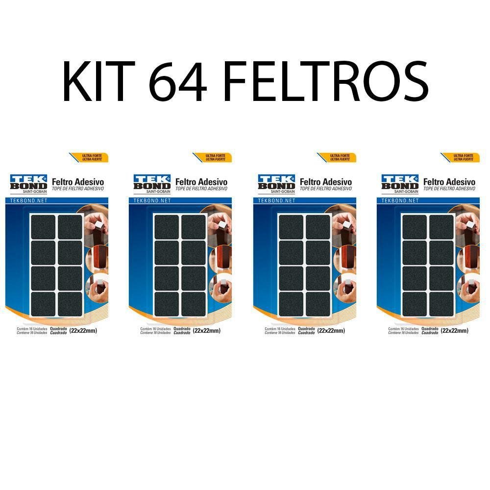 Kit 64 Feltro Protetor Adesivo Pé Sofá Cadeira Mesa Tekbond