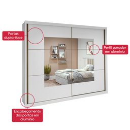 Guarda Roupa Easy Max 2 Portas C/ Espelho Branco Lopas - 11