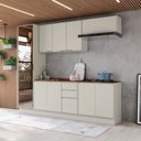 Ver imagem 1 de Cozinha Completa Fineze 10 Portas 2 Gavetas com Vidro e Tampo 100% MDF Areia Hp/Cinamomo - Henn