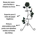 Ver imagem 3 de Kit para Banheiro 4 Peças em Ferro com Rosas:verde