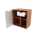 Ver mais imagens de Gabinete Banheiro Suspenso Com Cuba Inclusa e 2 Nichos 60 cm Cor: Amêndoa com Branco