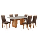 Ver imagem 1 de Mesa de Jantar Carolina 180cm Tampo MDF e Vidro Canto Copo com 6 Cadeiras Lira