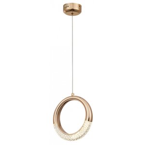 Pendente Aro Dourado Detalhe Acrílico 20cm Led 5W 3000K Bivolt PARIS LUZ