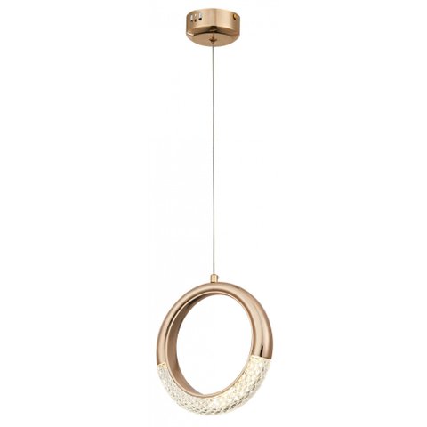 Pendente Aro Dourado Detalhe Acrílico 20cm Led 5W 3000K Bivolt PARIS LUZ