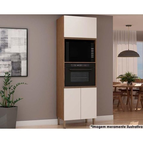 Paneleiro de Cozinha Modulado Conecta C/ 3 Portas e 2 Nichos P/ Forno Ebano/off White - Genialflex