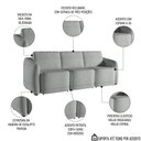 Ver imagem 3 de Sofá Cama Casal para Sala 306cm Polska K04 Bouclê Cinza - Mpozenato