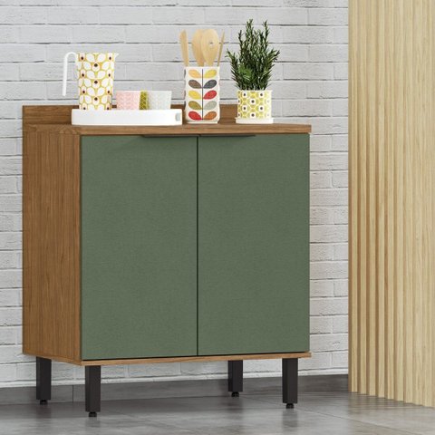 Modulo de Cozinha Balcão de Pia 80cm 2 Portas Freijó/jade