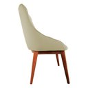 Ver imagem 4 de Kit 6 Cadeiras de Jantar Estofada Elisa Anatômica Veludo Bege Base Madeira Maciça Mel