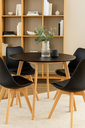 Ver imagem 1 de Conjunto Mesa Leda Preta 80cm Sala Cozinha Jantar e 4 Cadeiras Leda Preta Moderno e Compacto