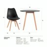 Conjunto Mesa Leda Preta 80cm Sala Cozinha Jantar e 4 Cadeiras Leda Preta Moderno e Compacto - 3