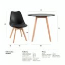 Ver imagem 3 de Conjunto Mesa Leda Preta 80cm Sala Cozinha Jantar e 4 Cadeiras Leda Preta Moderno e Compacto
