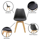 Ver imagem 7 de Conjunto Mesa Leda Preta 80cm Sala Cozinha Jantar e 4 Cadeiras Leda Preta Moderno e Compacto