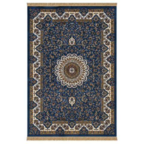 Tapete Persa Royal Azul 300x400cm Fio Acetinado - Ideal para Quarto e Sala