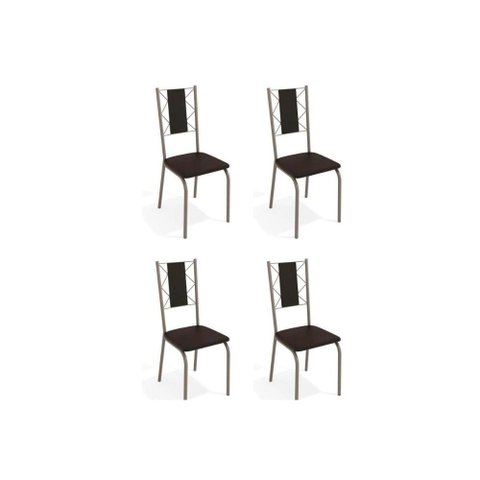 Cadeira Sala de Jantar Lisboa 4c076 Aço Kit 4 Uni Niquel/preto 110 - Kappesberg