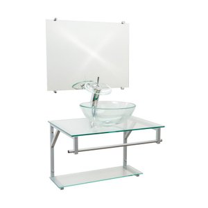 Gabinete de Vidro 60cm para Banheiro Cuba Redonda Incolor - DaHora