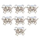 Ver imagem 1 de Kit 7 Jogos De Mesa Dobravel Com 4 Cadeiras De Madeira 70X70 Para Restaurante E Bar - Sem Pintura
