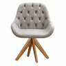 Poltrona Lua Cadeira Pé Giratória de Madeira Decoração Recepção, Escritório- Suede Bege - 2