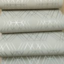 Ver imagem 2 de Papel de Parede Geométrico Cinza Claro Fio Prata Metálico 9,50 M - Coleção Gold - 210680