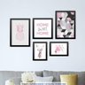 Conjunto 5 Quadros Decorativos Abstrato Rosa Home Sweet Home Los Quadros - 2