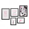 Conjunto 5 Quadros Decorativos Abstrato Rosa Home Sweet Home Los Quadros - 1