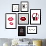 Conjunto 7 Quadros Decorativos Love Batom Vermelho Los Quadros - 2