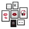 Conjunto 7 Quadros Decorativos Love Batom Vermelho Los Quadros - 1
