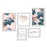 Conjunto 5 Quadros Decorativos Folhagem Coração e Gratidão Los Quadros - 1