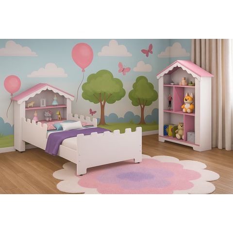 Cama Casinha Infantil Magia com Estante