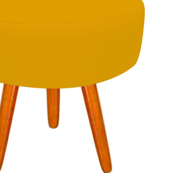 Kit 3 Puff Decorativo Lavínia Suede Amarelo Pés Palito - 3
