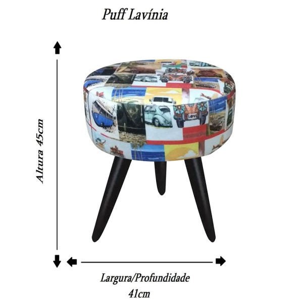 Kit 2 Puff Decorativo Lavínia Kombi Pés Palito Tabaco - 2