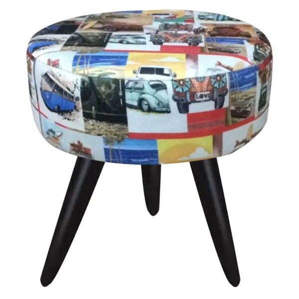 Kit 2 Puff Decorativo Lavínia Kombi Pés Palito Tabaco - 1