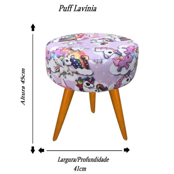 Puff Decorativo Lavínia Unicornio Pés Palito Castanhos - 3