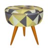 Puff Decorativo Lavínia Triangulo Amarelo Pés Palito - 1