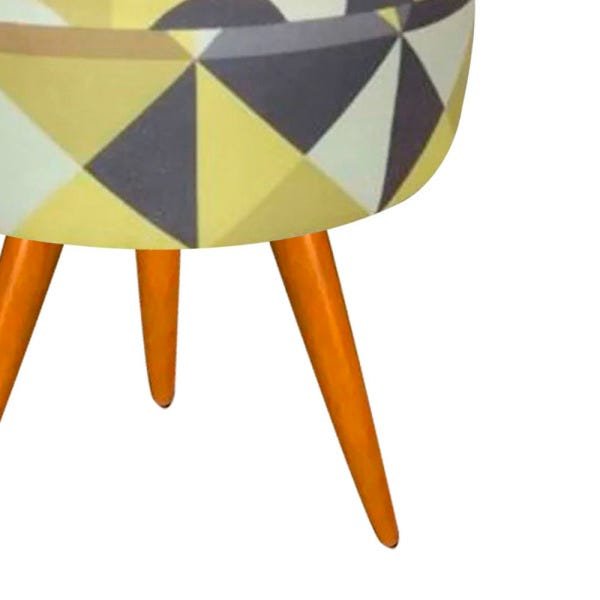 Puff Decorativo Lavínia Triangulo Amarelo Pés Palito - 2