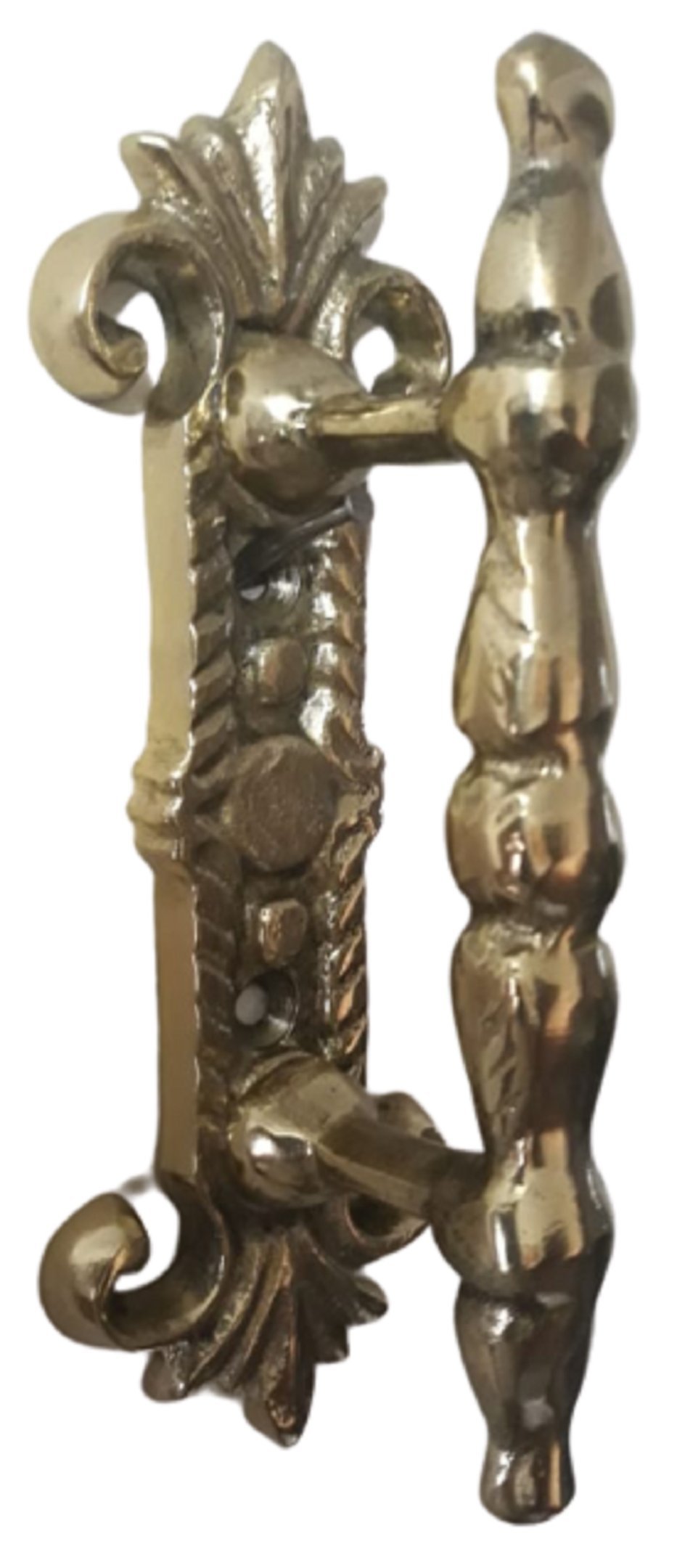 Puxador Em Bronze Modelo Antigo Com Espelho Portas Portões - 1