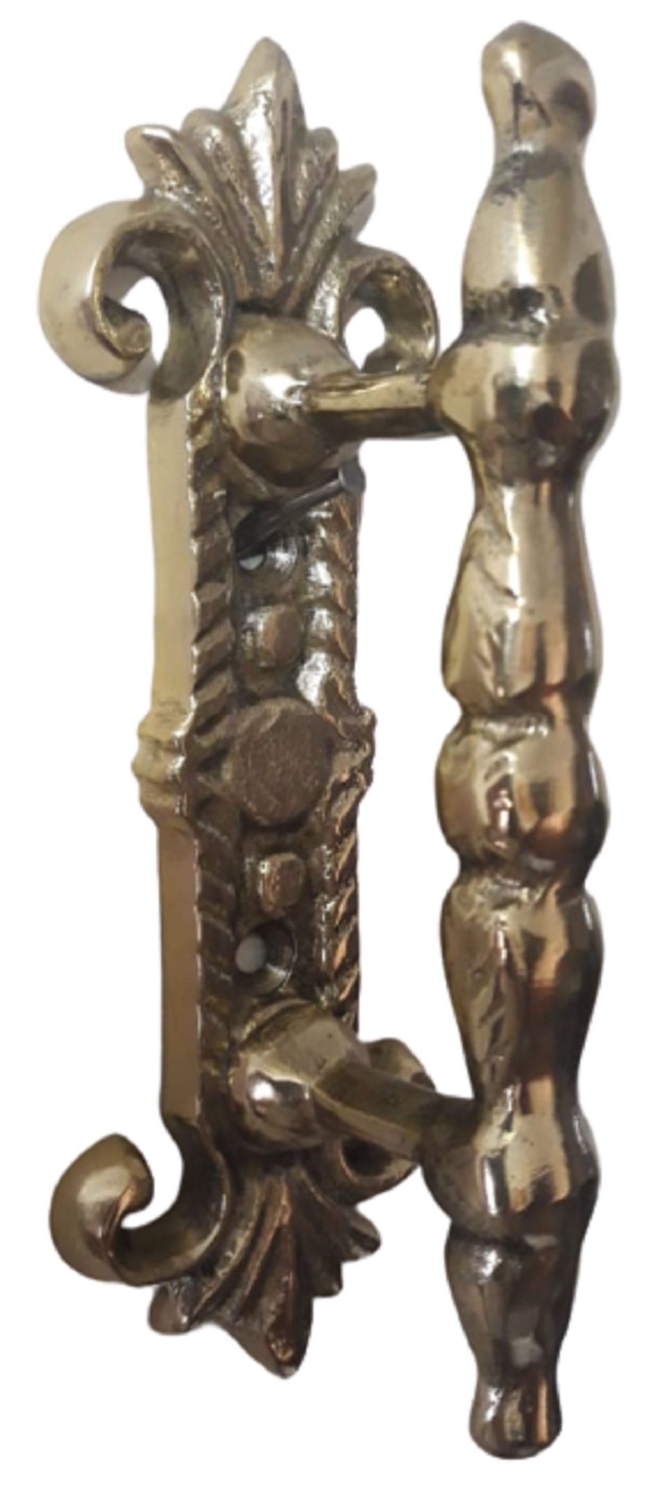 Puxador Em Bronze Modelo Antigo Com Espelho Portas Portões - 3