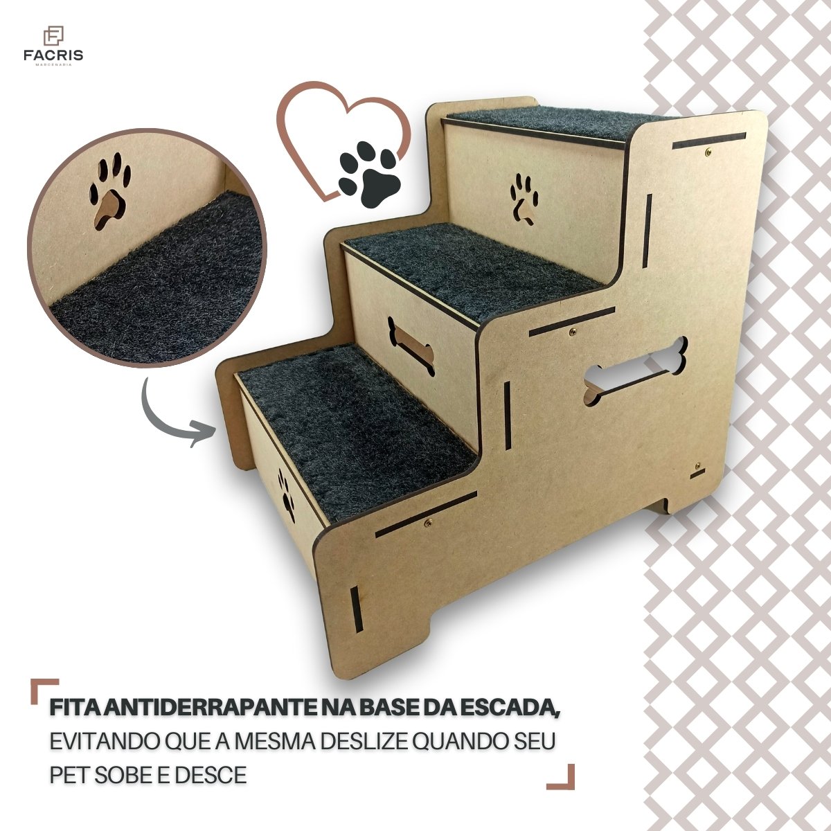 Escadinha para Cachorro Pet Escada para Cachorro 3 Degraus - 4