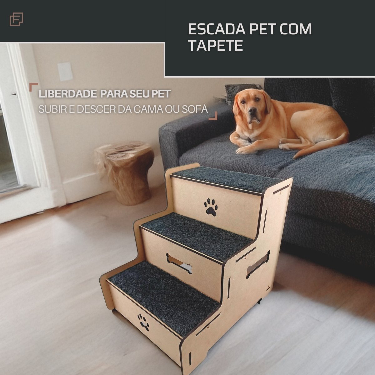 Escadinha para Cachorro Pet Escada para Cachorro 3 Degraus - 3