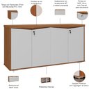 Ver imagem 4 de Balcão para Escritório 04 Portas 160cm com Chaves Unik A02 Freijó Branco - Lyam Decor