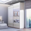 Ver imagem 2 de Guarda Roupa Solteiro com Espelho 179cm 2 Portas 100% MDF TW601E Off White - Dalla Costa